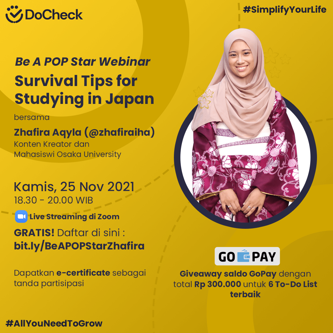 #BeAPOPStar Webinar with Zhafira Aqyla: "Survival Tips for Studying in Japan"